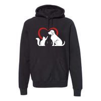 Dog Puppy And Baby Cat Heart Animal Dog & Cat Premium Hoodie