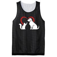 Dog Puppy And Baby Cat Heart Animal Dog & Cat Mesh Reversible Basketball Jersey Tank