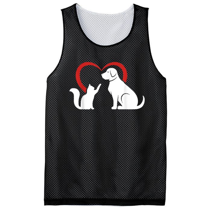 Dog Puppy And Baby Cat Heart Animal Dog & Cat Mesh Reversible Basketball Jersey Tank