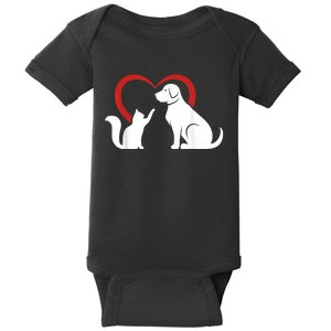 Dog Puppy And Baby Cat Heart Animal Dog & Cat Baby Bodysuit