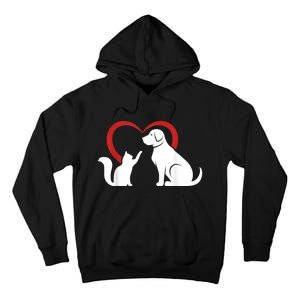 Dog Puppy And Baby Cat Heart Animal Dog & Cat Tall Hoodie