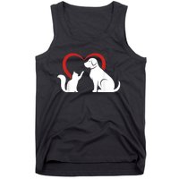 Dog Puppy And Baby Cat Heart Animal Dog & Cat Tank Top