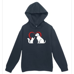 Dog Puppy And Baby Cat Heart Animal Dog & Cat Urban Pullover Hoodie