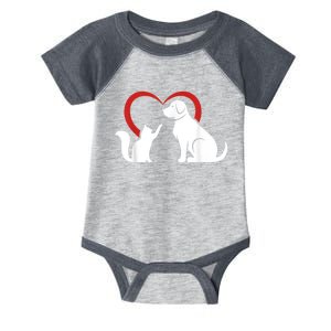 Dog Puppy And Baby Cat Heart Animal Dog & Cat Infant Baby Jersey Bodysuit