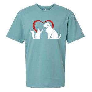 Dog Puppy And Baby Cat Heart Animal Dog & Cat Sueded Cloud Jersey T-Shirt