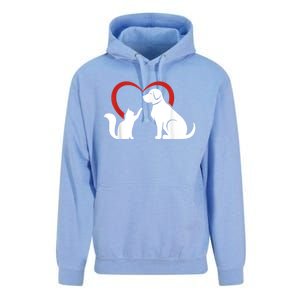 Dog Puppy And Baby Cat Heart Animal Dog & Cat Unisex Surf Hoodie