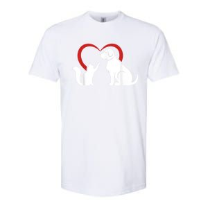 Dog Puppy And Baby Cat Heart Animal Dog & Cat Softstyle CVC T-Shirt