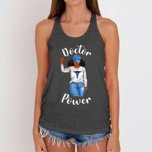 Doctor Power African American Dr Black Cool Cute Gift Women's Knotted Racerback Tank