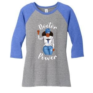 Doctor Power African American Dr Black Cool Cute Gift Women's Tri-Blend 3/4-Sleeve Raglan Shirt