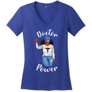 Doctor Power African American Dr Black Cool Cute Gift Women's V-Neck T-Shirt