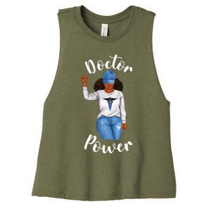 Doctor Power African American Dr Black Cool Cute Gift Women's Racerback Cropped Tank