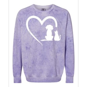 Dog Puppy And Baby Cat Heart Animal Dog & Cat Colorblast Crewneck Sweatshirt