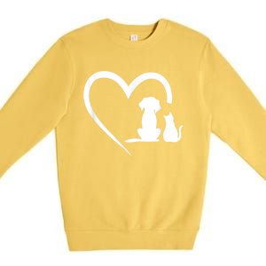 Dog Puppy And Baby Cat Heart Animal Dog & Cat Premium Crewneck Sweatshirt