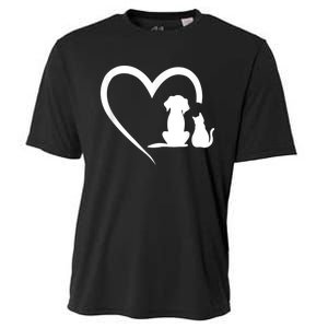 Dog Puppy And Baby Cat Heart Animal Dog & Cat Cooling Performance Crew T-Shirt