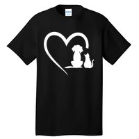 Dog Puppy And Baby Cat Heart Animal Dog & Cat Tall T-Shirt