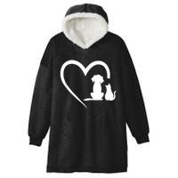 Dog Puppy And Baby Cat Heart Animal Dog & Cat Hooded Wearable Blanket