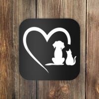 Dog Puppy And Baby Cat Heart Animal Dog & Cat Coaster