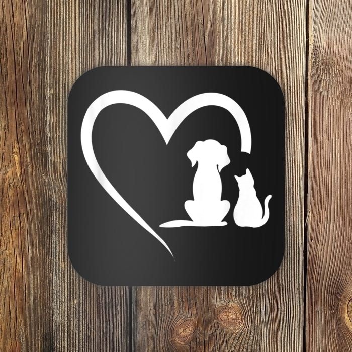 Dog Puppy And Baby Cat Heart Animal Dog & Cat Coaster