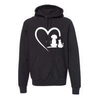 Dog Puppy And Baby Cat Heart Animal Dog & Cat Premium Hoodie