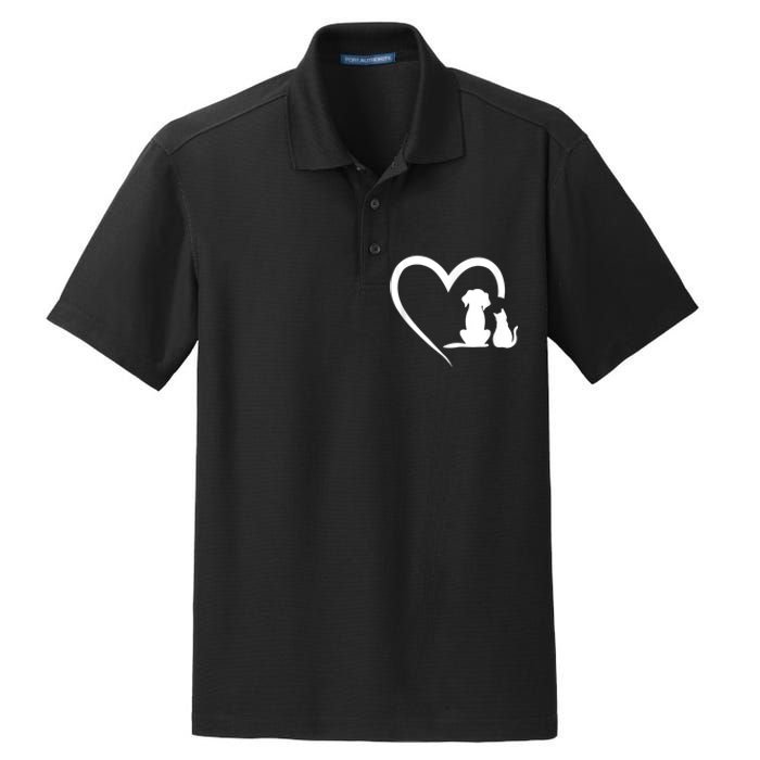 Dog Puppy And Baby Cat Heart Animal Dog & Cat Dry Zone Grid Polo