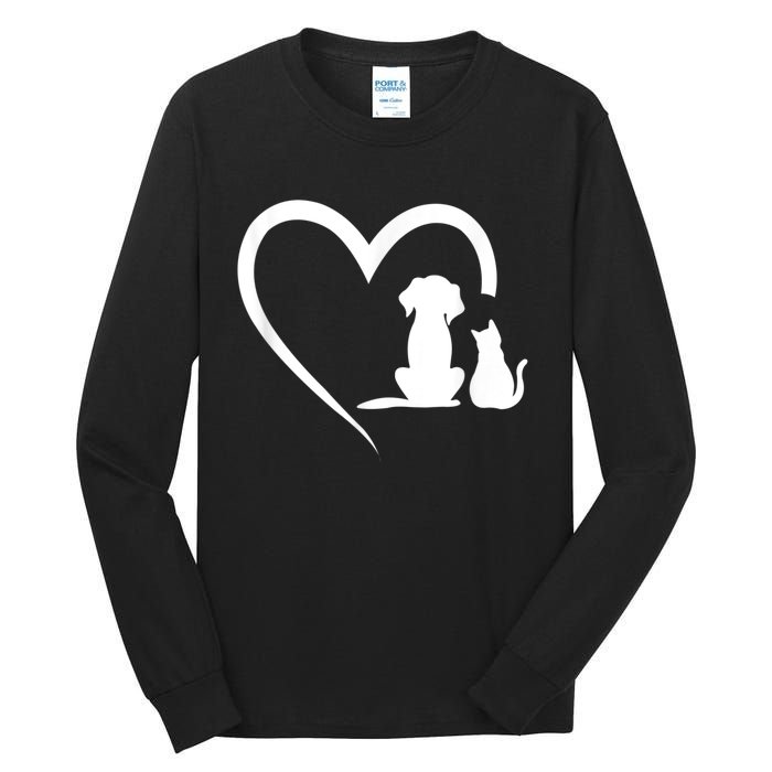 Dog Puppy And Baby Cat Heart Animal Dog & Cat Tall Long Sleeve T-Shirt