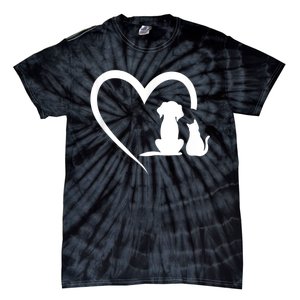 Dog Puppy And Baby Cat Heart Animal Dog & Cat Tie-Dye T-Shirt