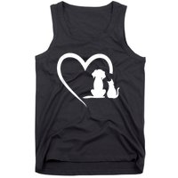 Dog Puppy And Baby Cat Heart Animal Dog & Cat Tank Top