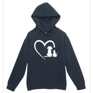 Dog Puppy And Baby Cat Heart Animal Dog & Cat Urban Pullover Hoodie