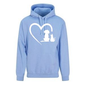 Dog Puppy And Baby Cat Heart Animal Dog & Cat Unisex Surf Hoodie