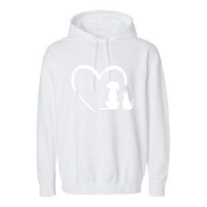 Dog Puppy And Baby Cat Heart Animal Dog & Cat Garment-Dyed Fleece Hoodie