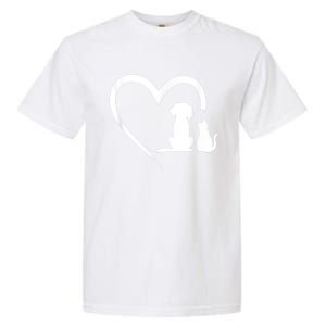 Dog Puppy And Baby Cat Heart Animal Dog & Cat Garment-Dyed Heavyweight T-Shirt