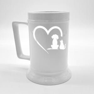 Dog Puppy And Baby Cat Heart Animal Dog & Cat Beer Stein