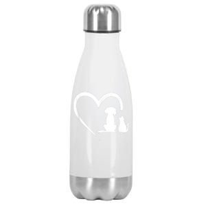 Dog Puppy And Baby Cat Heart Animal Dog & Cat Stainless Steel Insulated Water Bottle