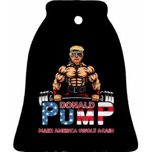 Donald Pump America Swole Again Trump 2024 Ceramic Bell Ornament