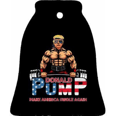 Donald Pump America Swole Again Trump 2024 Ceramic Bell Ornament