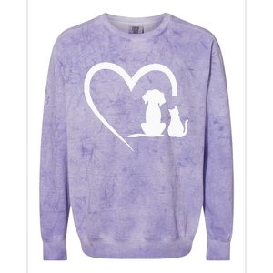 Dog Puppy And Baby Cat Heart Animal Dog & Cat Heart Colorblast Crewneck Sweatshirt