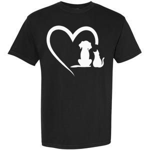 Dog Puppy And Baby Cat Heart Animal Dog & Cat Heart Garment-Dyed Heavyweight T-Shirt