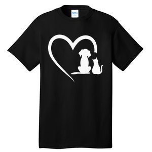 Dog Puppy And Baby Cat Heart Animal Dog & Cat Heart Tall T-Shirt