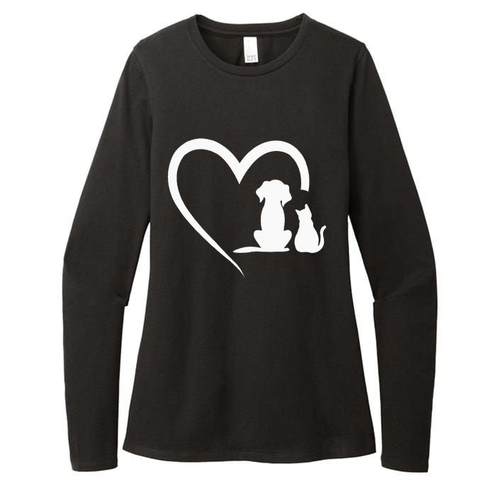 Dog Puppy And Baby Cat Heart Animal Dog & Cat Heart Womens CVC Long Sleeve Shirt