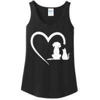 Dog Puppy And Baby Cat Heart Animal Dog & Cat Heart Ladies Essential Tank