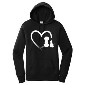 Dog Puppy And Baby Cat Heart Animal Dog & Cat Heart Women's Pullover Hoodie