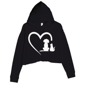 Dog Puppy And Baby Cat Heart Animal Dog & Cat Heart Crop Fleece Hoodie