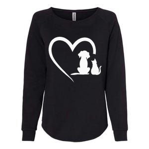 Dog Puppy And Baby Cat Heart Animal Dog & Cat Heart Womens California Wash Sweatshirt