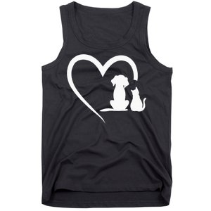 Dog Puppy And Baby Cat Heart Animal Dog & Cat Heart Tank Top