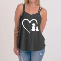 Dog Puppy And Baby Cat Heart Animal Dog & Cat Heart Women's Strappy Tank