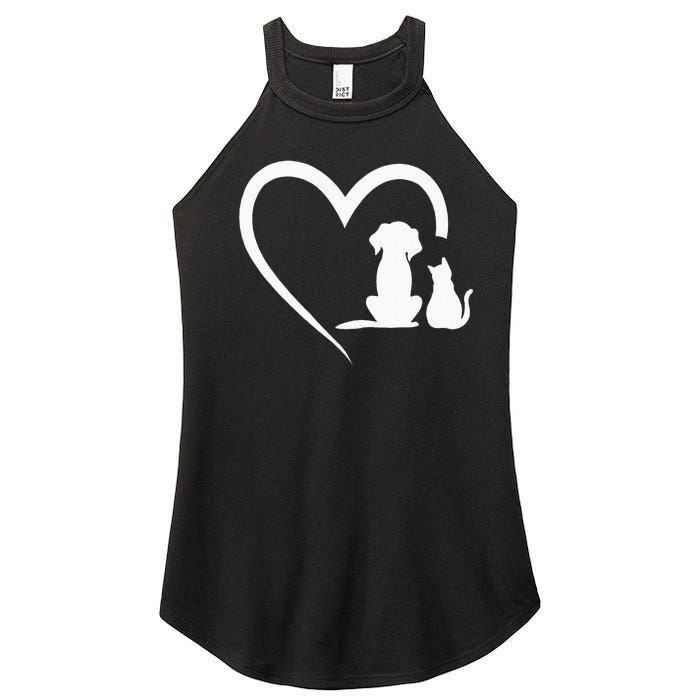 Dog Puppy And Baby Cat Heart Animal Dog & Cat Heart Women's Perfect Tri Rocker Tank