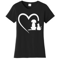 Dog Puppy And Baby Cat Heart Animal Dog & Cat Heart Women's T-Shirt