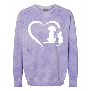 Dog Puppy And Baby Cat Heart Animal Dog & Cat Heart Colorblast Crewneck Sweatshirt