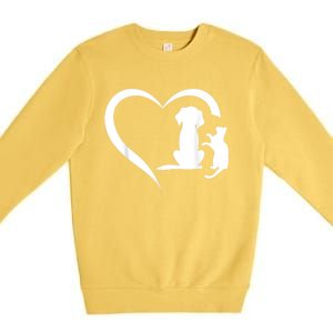 Dog Puppy And Baby Cat Heart Animal Dog & Cat Heart Premium Crewneck Sweatshirt