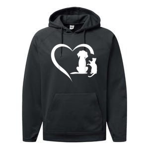 Dog Puppy And Baby Cat Heart Animal Dog & Cat Heart Performance Fleece Hoodie